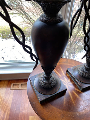 Pair of Metal Candle Holders, Urns