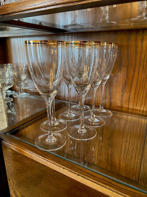 7 Gold Rim Wine Glasses