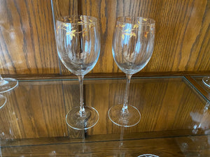 2 Luminarc France Wine Glasses, Gold Painted Accent