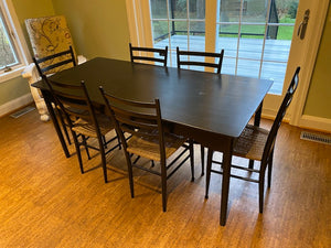 Black Wood Dining Table + 6 Chairs