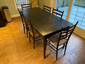 Black Wood Dining Table + 6 Chairs