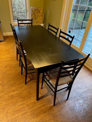 Black Wood Dining Table + 6 Chairs