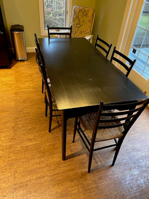 Black Wood Dining Table + 6 Chairs