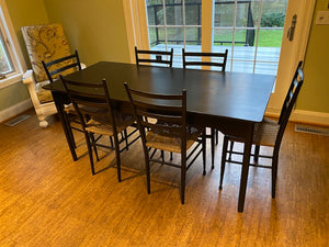 Black Wood Dining Table + 6 Chairs