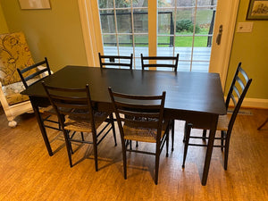 Black Wood Dining Table + 6 Chairs