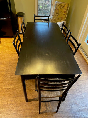 Black Wood Dining Table + 6 Chairs