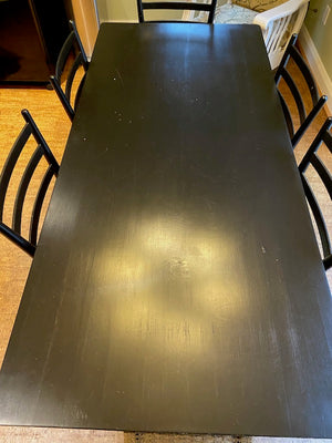 Black Wood Dining Table + 6 Chairs