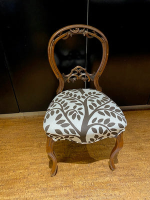 Wood Carved, Upholstered Accent Chair