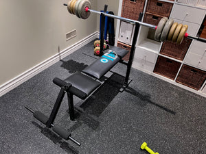 York Space Saver 200 Folding Bench + Weights