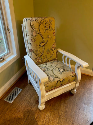 Refinished Vintage Wood Armchair, with Cushions