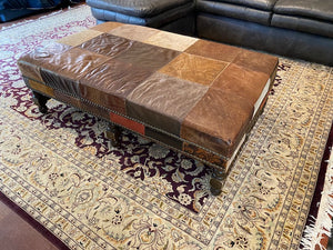 Walter E. Smithe Leather Ottoman