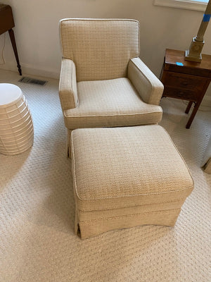 2 Beige Upholstered Armchairs + 1 Ottoman