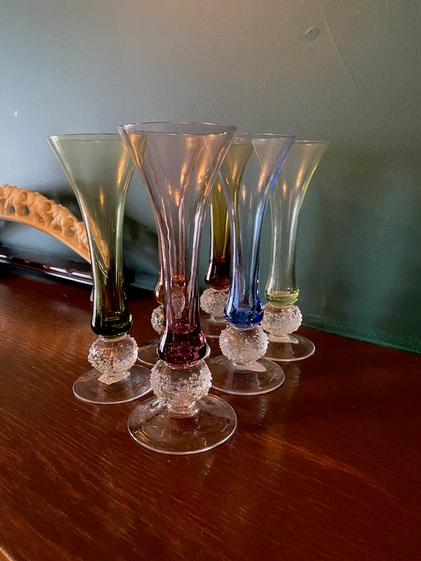 6 Multicolour Champagne Flutes