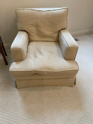 2 Beige Upholstered Armchairs + 1 Ottoman