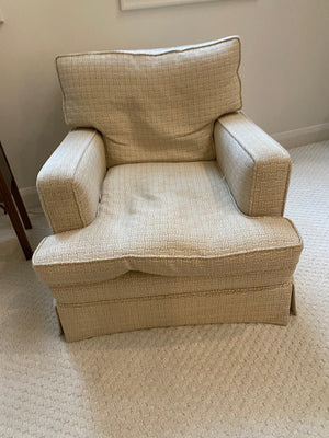 2 Beige Upholstered Armchairs + 1 Ottoman