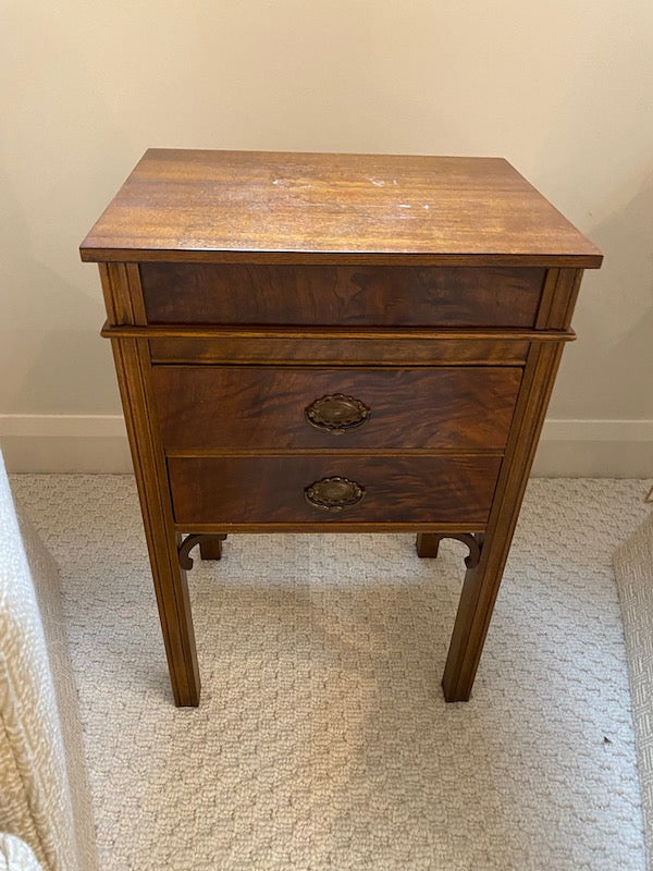 Small Antique Wood Sewing- Threat Cabinet, Table