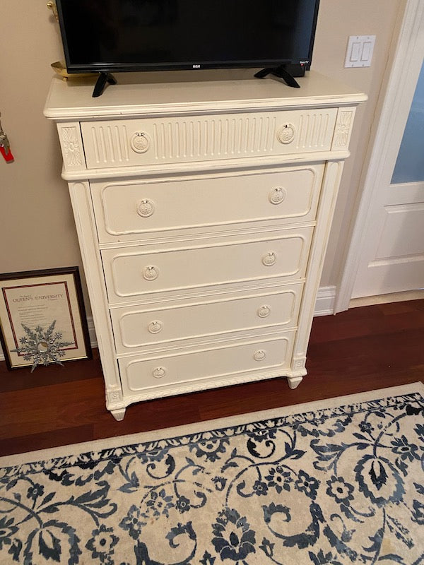 Thomasville White Highboy Dresser