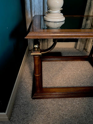 2 Wood & Glass Side Tables