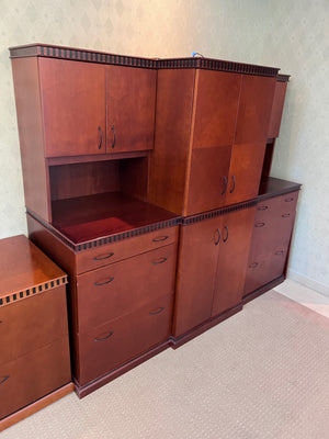 'Haworth' Office Wall Unit, with Bar and Mini Fridge