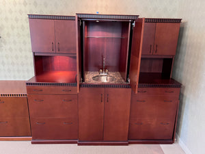 'Haworth' Office Wall Unit, with Bar and Mini Fridge