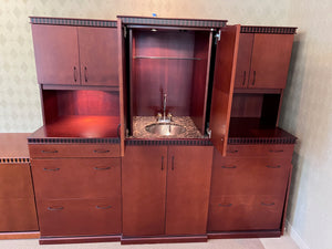 'Haworth' Office Wall Unit, with Bar and Mini Fridge