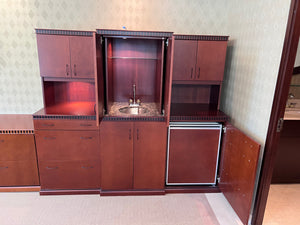 'Haworth' Office Wall Unit, with Bar and Mini Fridge