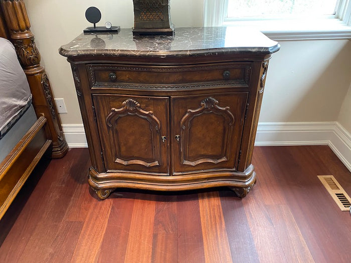 Pair of Drexel Heritage Marble Top Nightstands