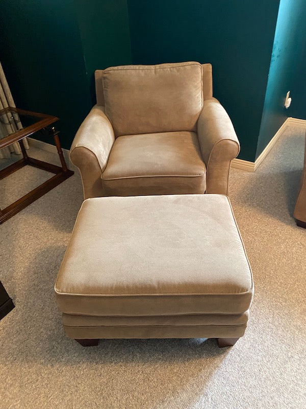 Beige Armchair + Ottoman from Bowring