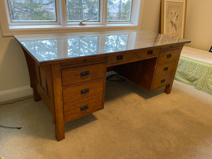 Harvest House, Mission Collection Double Pedestal Executive Desk