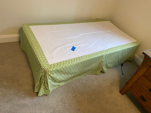 2 Twin Box Springs, with Metal Frames & Bed Skirts