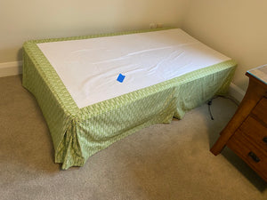 2 Twin Box Springs, with Metal Frames & Bed Skirts