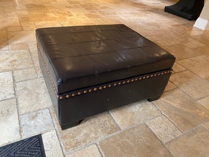 Office Star Products Espresso Eco Leather Storage Ottoman