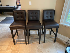 3 Faux Leather Espresso Bar Stools