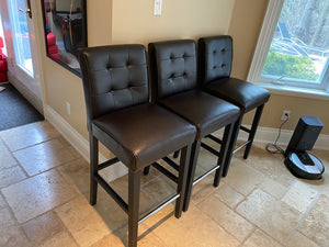 3 Faux Leather Espresso Bar Stools