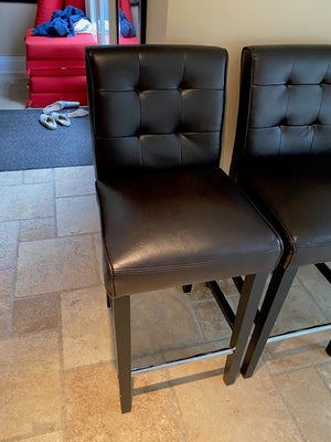 3 Faux Leather Espresso Bar Stools