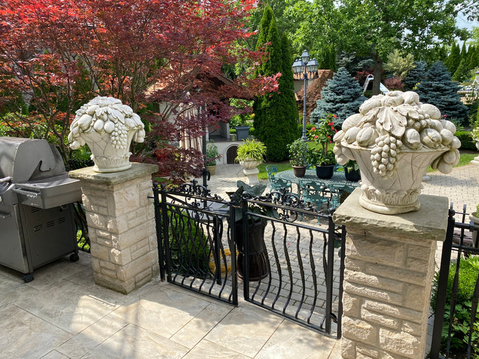 Outdoor Marble Fruit Basket Sculpture (*2 Available- Priced Separately)