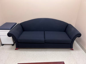 Navy Blue Upholstered Sofa w/ Rolled Arms