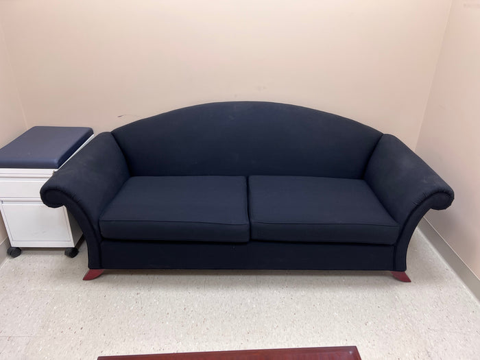Navy Blue Upholstered Sofa w/ Rolled Arms