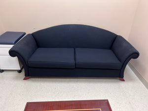 Navy Blue Upholstered Sofa w/ Rolled Arms