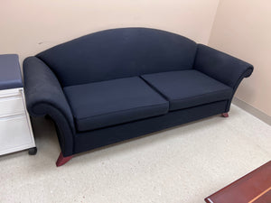 Navy Blue Upholstered Sofa w/ Rolled Arms