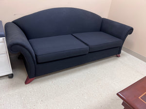 Navy Blue Upholstered Sofa w/ Rolled Arms