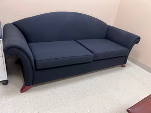 Navy Blue Upholstered Sofa w/ Rolled Arms