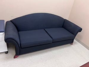 Navy Blue Upholstered Sofa w/ Rolled Arms