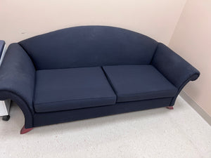 Navy Blue Upholstered Sofa w/ Rolled Arms
