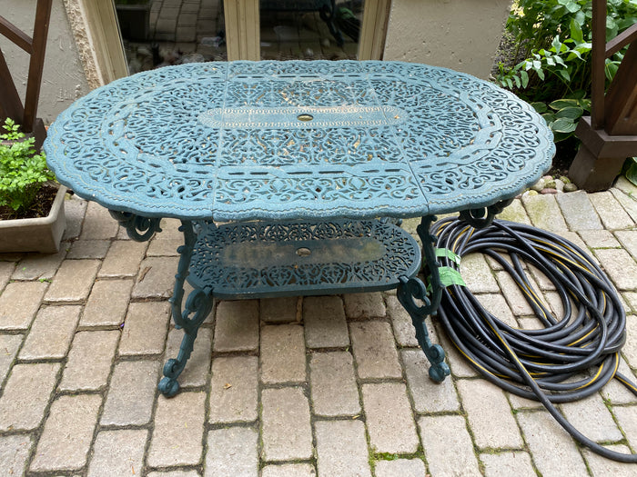 Outdoor Cast Aluminum Green Small Patio Table