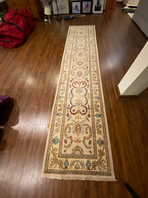 100% Wool Hand Knotted Runner, Made in Pakistan