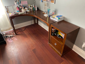 'Bassett' Furniture Corner Desk + Side Table