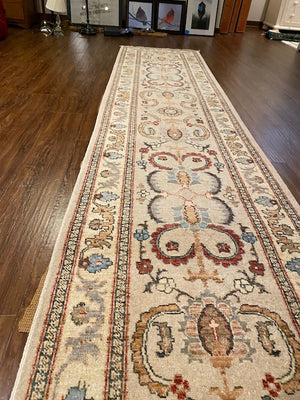 100% Wool Hand Knotted Runner, Made in Pakistan