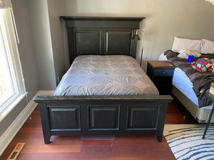 Thomasville "Urban Retreat" Black, Distressed Wood Queen Bed Frame