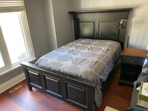 Thomasville "Urban Retreat" Black, Distressed Wood Queen Bed Frame